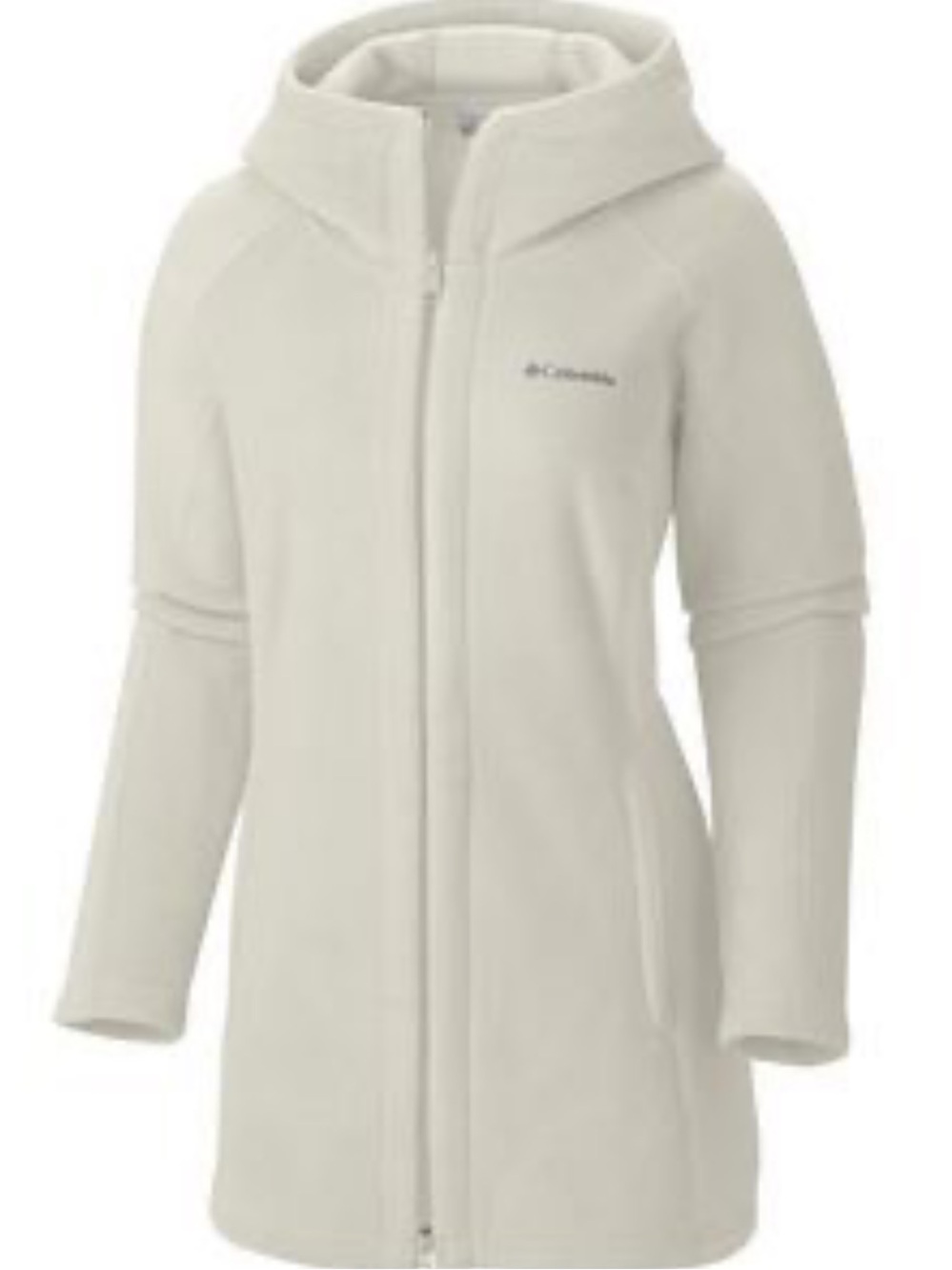 Columbia Women's Long Hooded Jacket in Light Creamy White L
